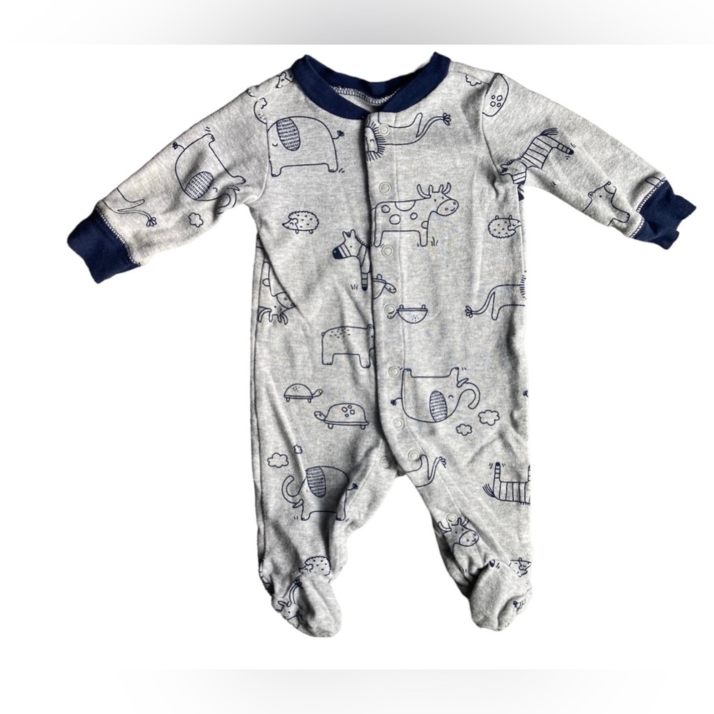 Carters 3 Months 100% Cotton Gray Safari Footie Sleeper